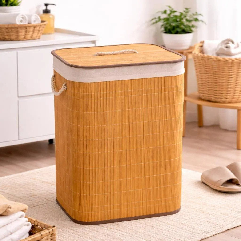 Cesto de bambu retangular