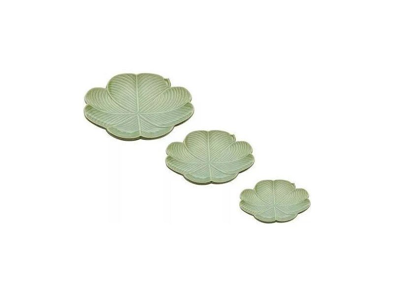 Conjunto de Travessas Lyor Banana Leaf Cerâmica 3 Peças