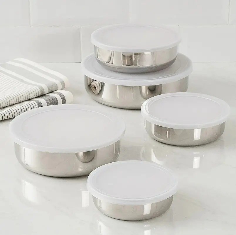 Conjunto de Potes de Aço Inox com Tampa 5 Peças La Cuisine
