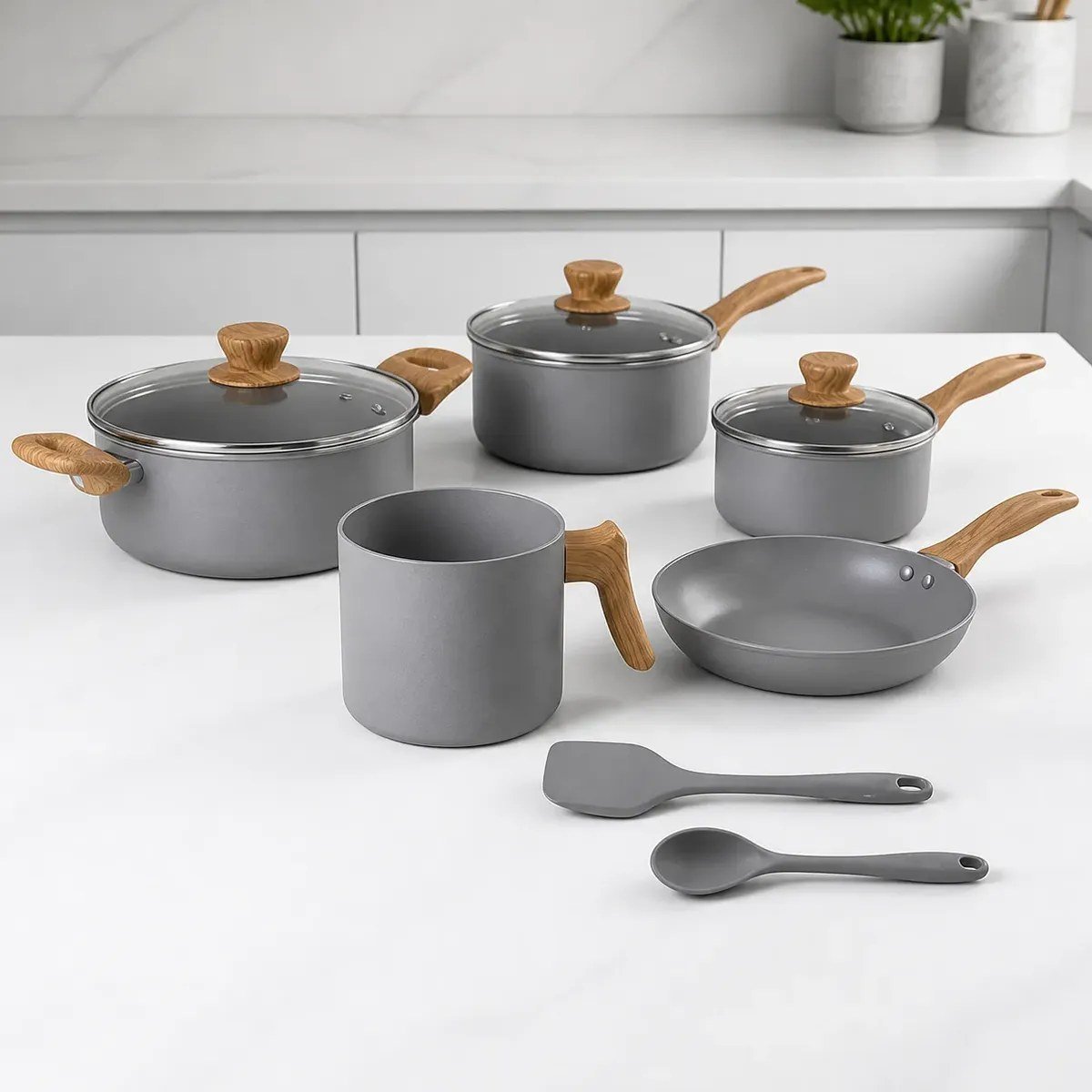 Conjunto de Panelas com Indução 7 Peças Brinox Easy Gris